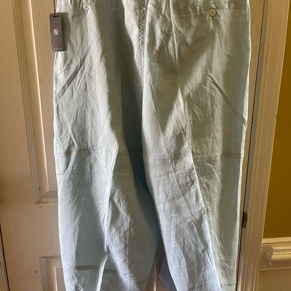 NWT Gen women light blue 100percent linen fully lined pants size 3XL